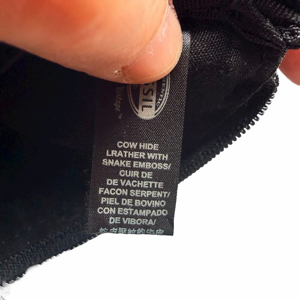 Fossil Editor Black Snake Print Wristlet Wallet Z… - image 4